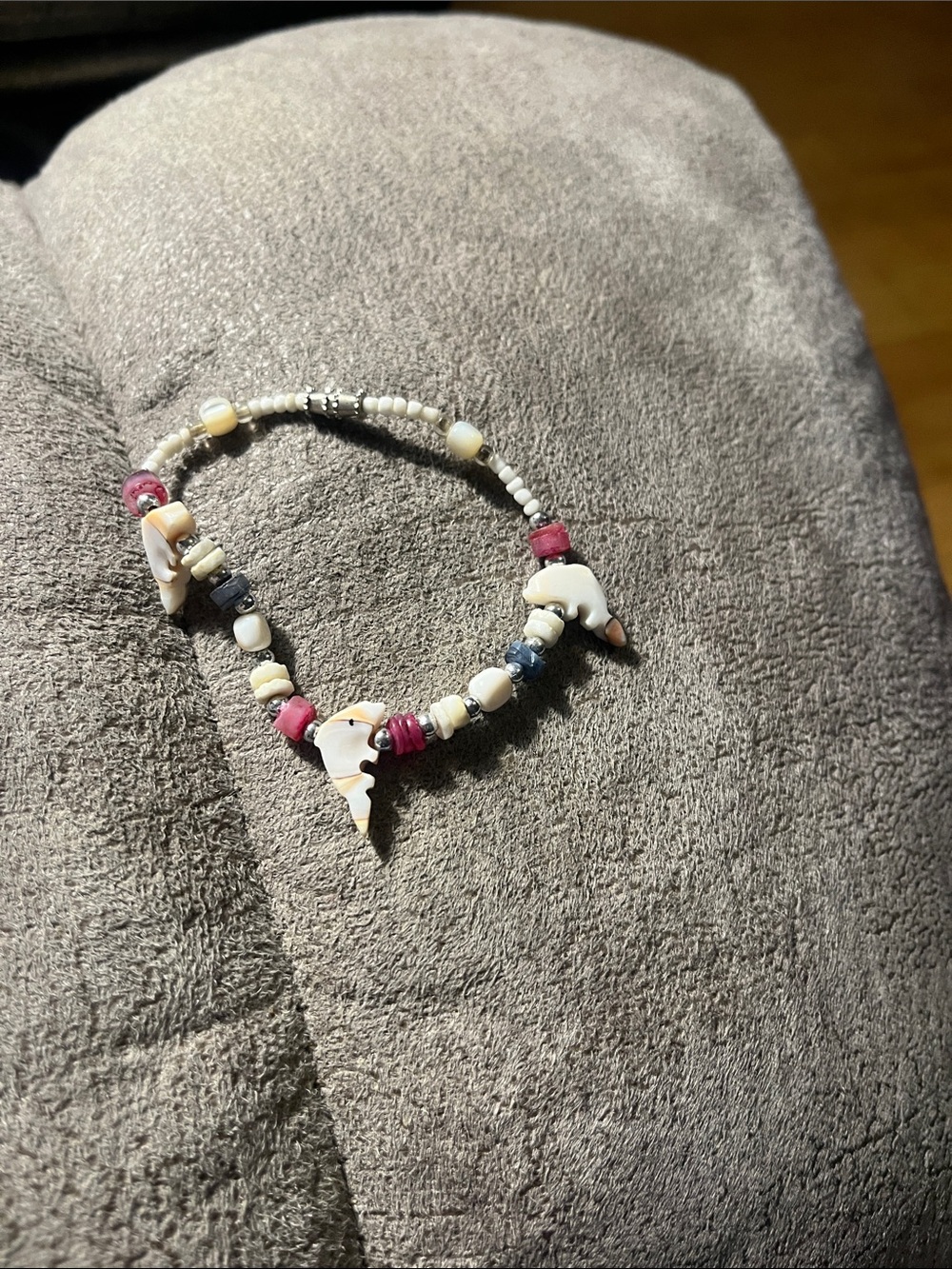 Handmade Ivory Shell & Bead Bracelet with Pink Accents kids 1996
